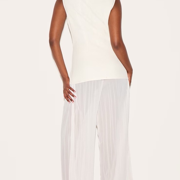 PLUS ALMOND VEST OVERLAY CHIFFON JUMPSUIT - Picture 4 of 5